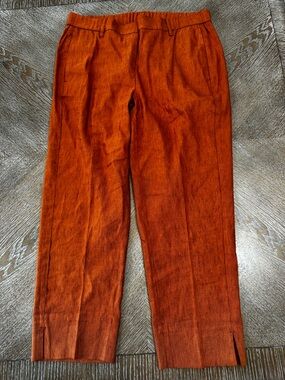 J Jill Rest linen Stretch Ankle pants MedPet Elastic Waist32” Inseam 23” Pockets